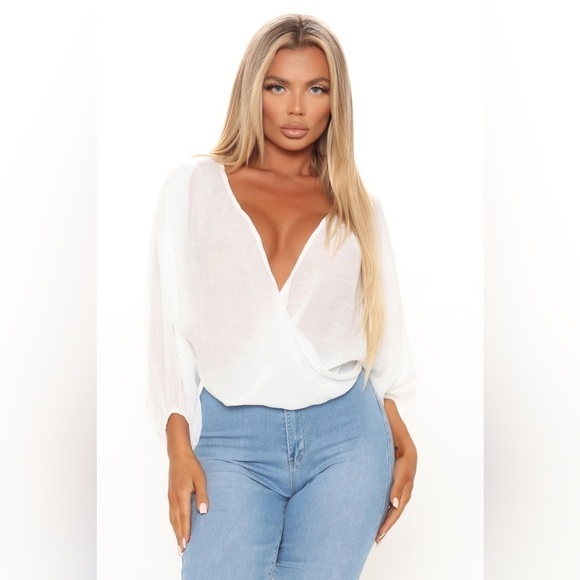 Favlux White Sheer Gauze Drape front Beach Top Boho Sz Small - Picture 1 of 9
